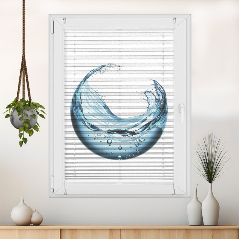 Wabenplissee mit Motiv: Kugel aus Wasser