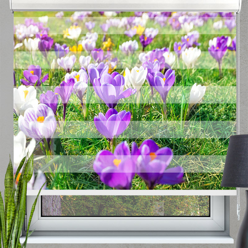 Doppelrollo mit Motiv: Frühlingsblumen