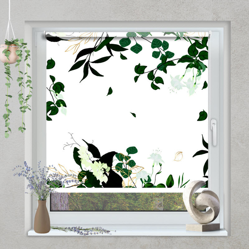 Klemmfix Rollo mit Motiv: Botanischer Hintergrund