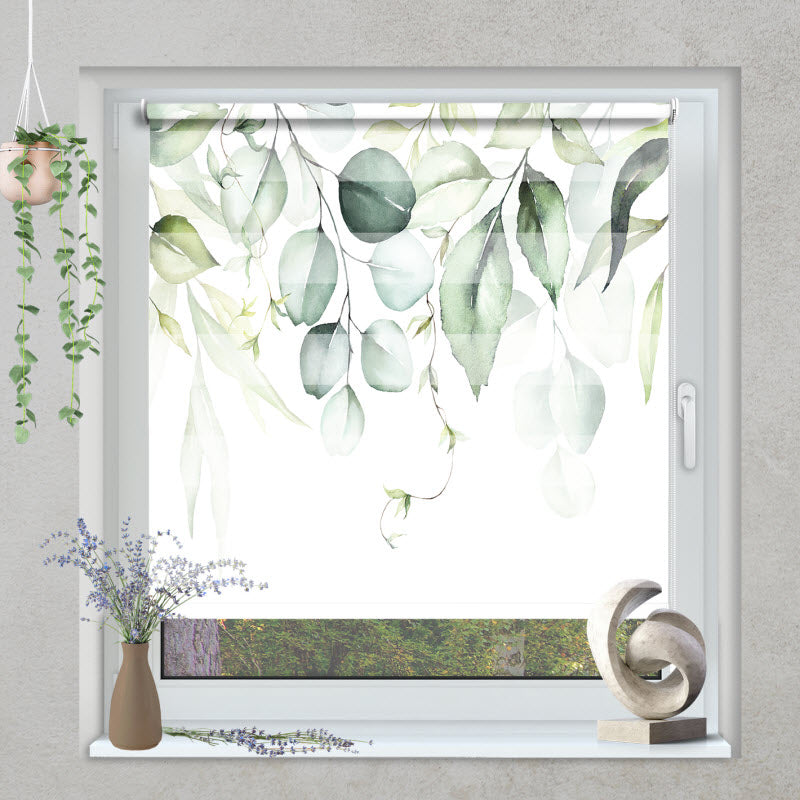 Klemmfix Doppelrollo mit Motiv: Grüne Blätter