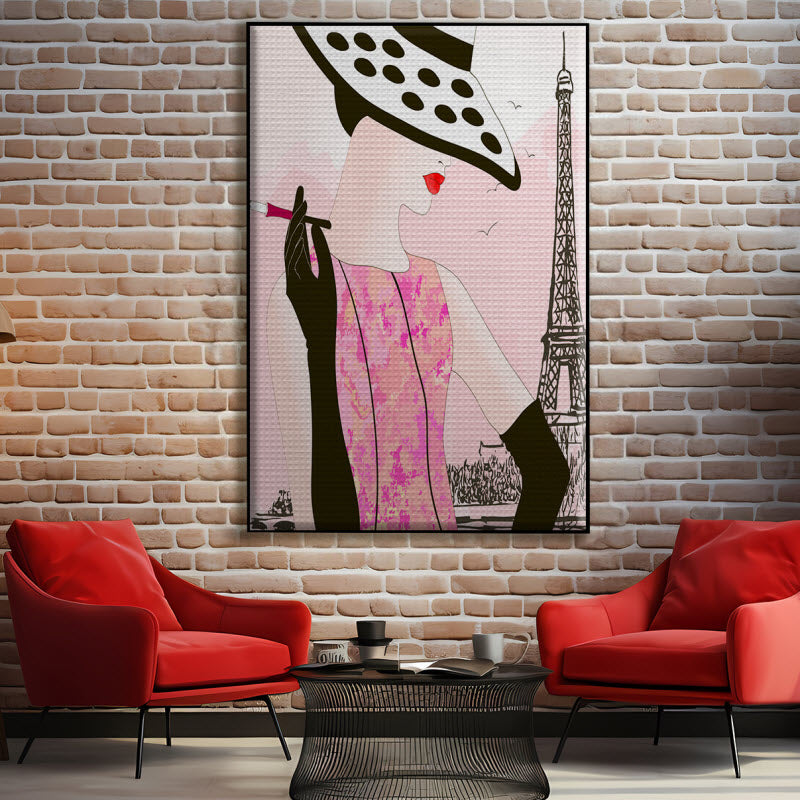 Akustikstoff mit Motiv: Modische Frau in Paris