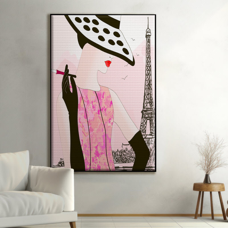 Akustikstoff mit Motiv: Modische Frau in Paris