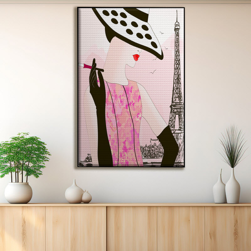 Akustikstoff mit Motiv: Modische Frau in Paris