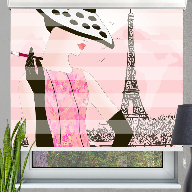 Doppelrollo mit Motiv: Modische Frau in Paris