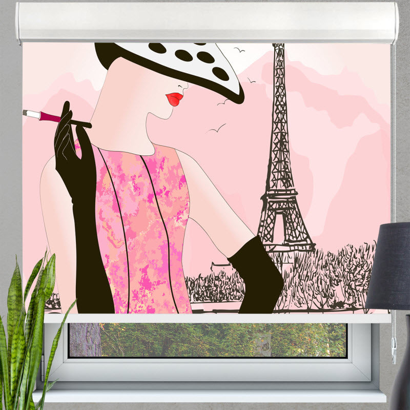 Kassettenrollo mit Motiv: Modische Frau in Paris