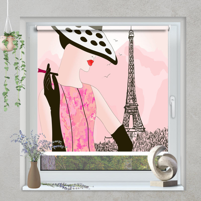 Klemmfix Rollo mit Motiv: Modische Frau in Paris