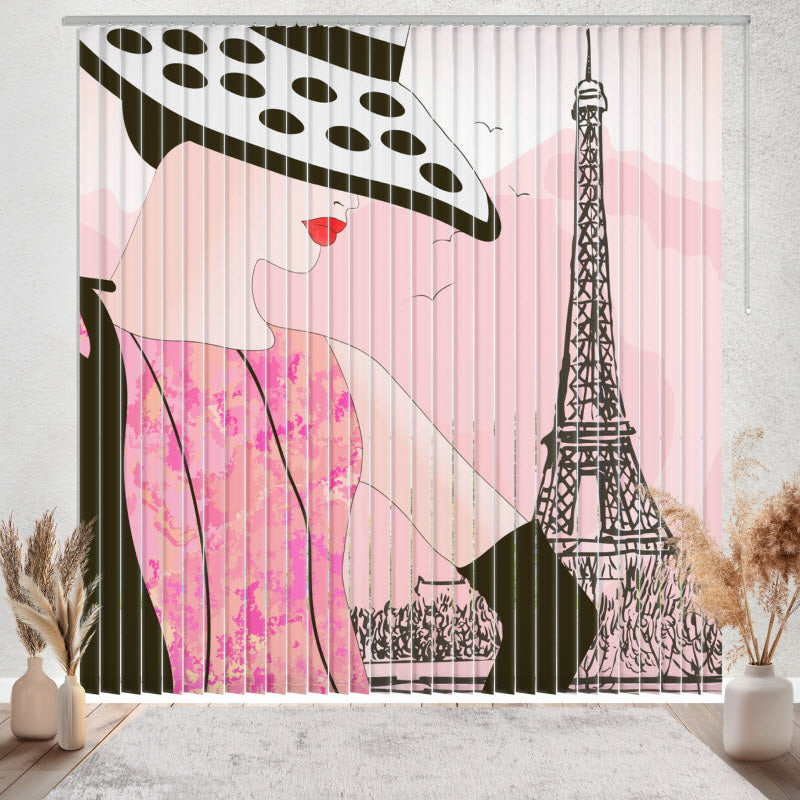 Lamellenvorhang mit Motiv: Modische Frau in Paris
