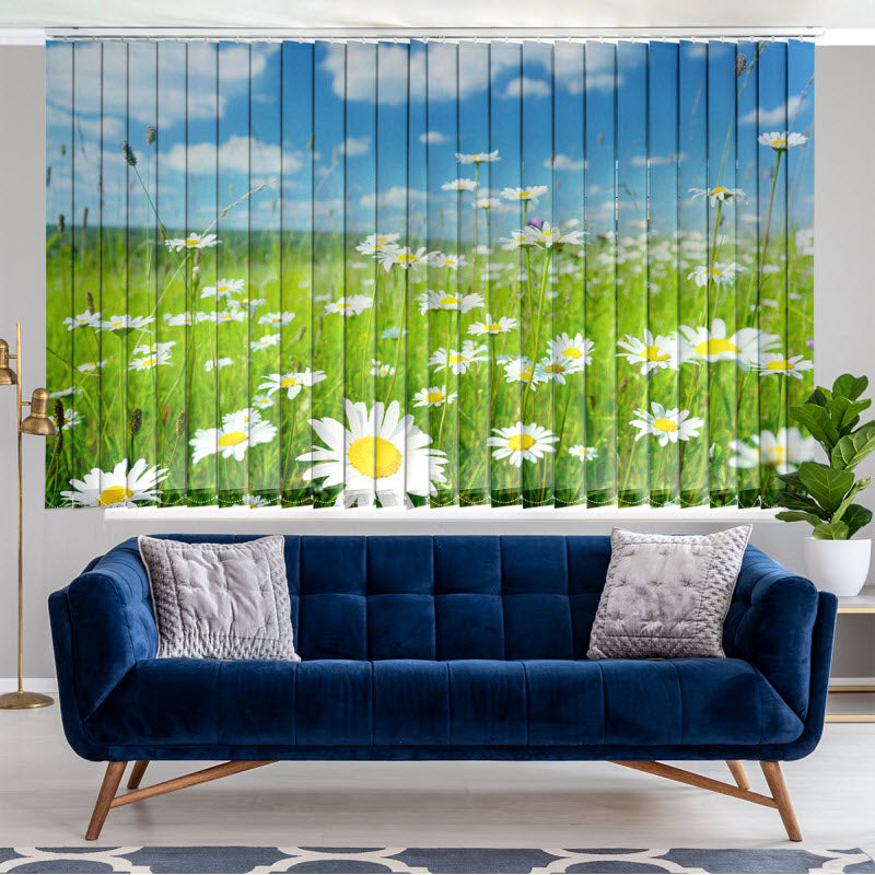 Lamellenvorhang mit Motiv: Gänseblühmchenwiese