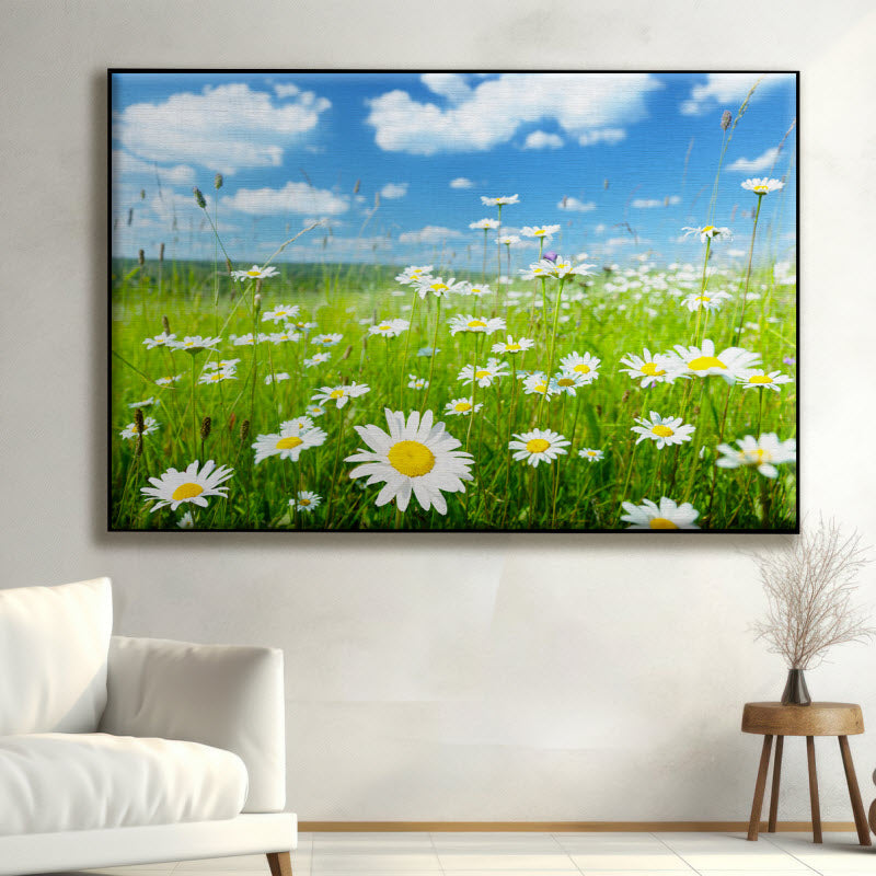 Textilspannrahmen mit Motiv: Gänseblühmchenwiese