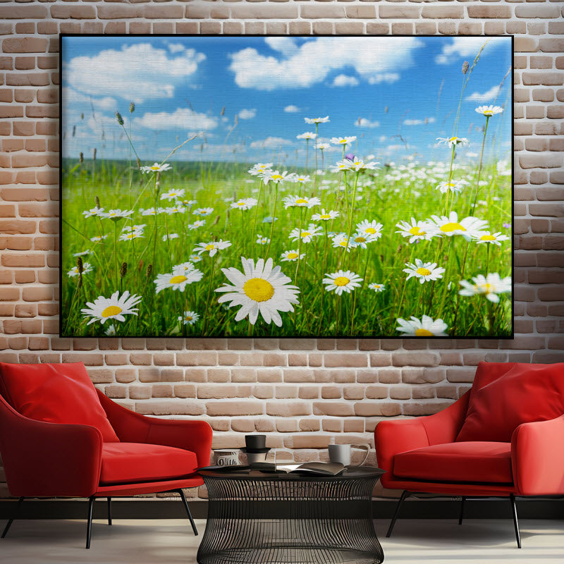Textilspannrahmen mit Motiv: Gänseblühmchenwiese