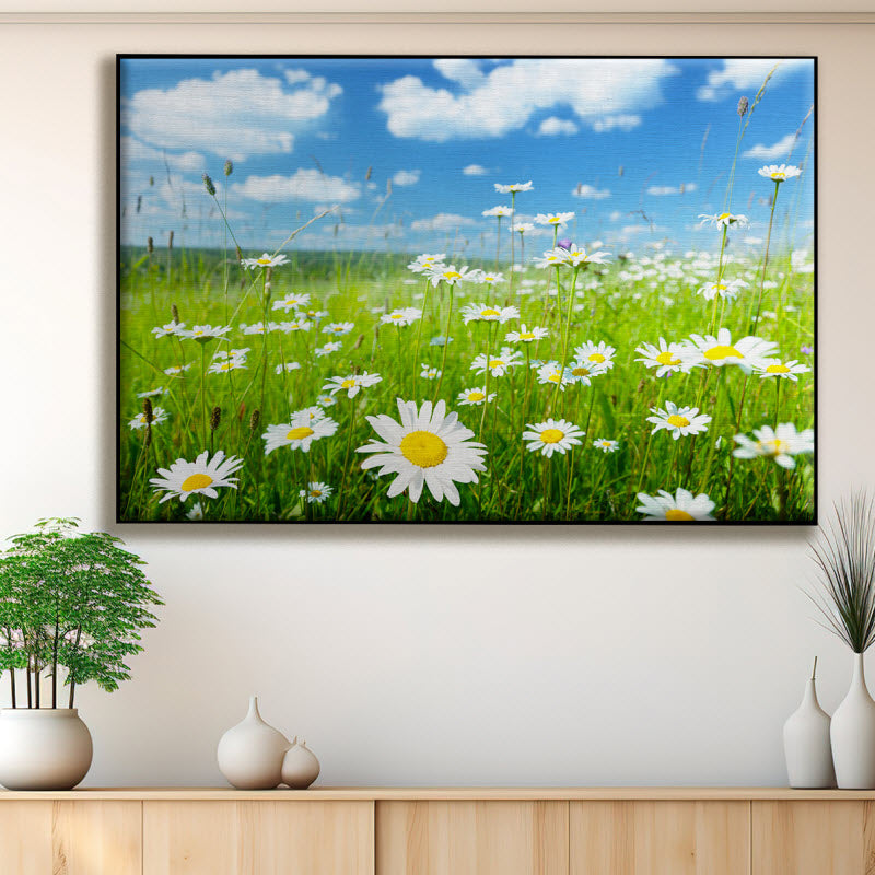 Textilspannrahmen mit Motiv: Gänseblühmchenwiese