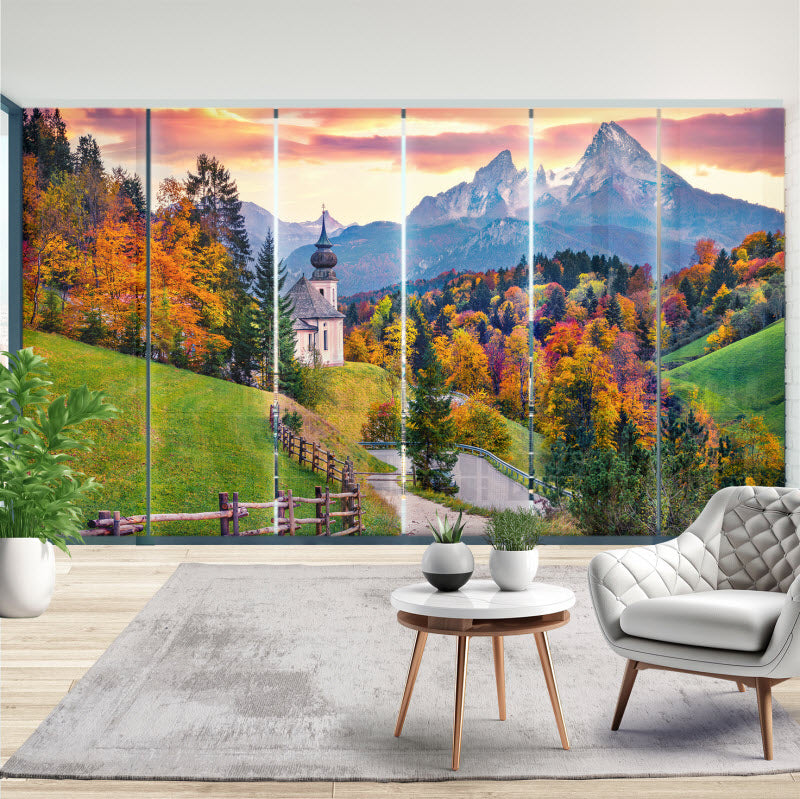 Schiebegardine mit Motiv: Sonnenaufgang in den Alpen