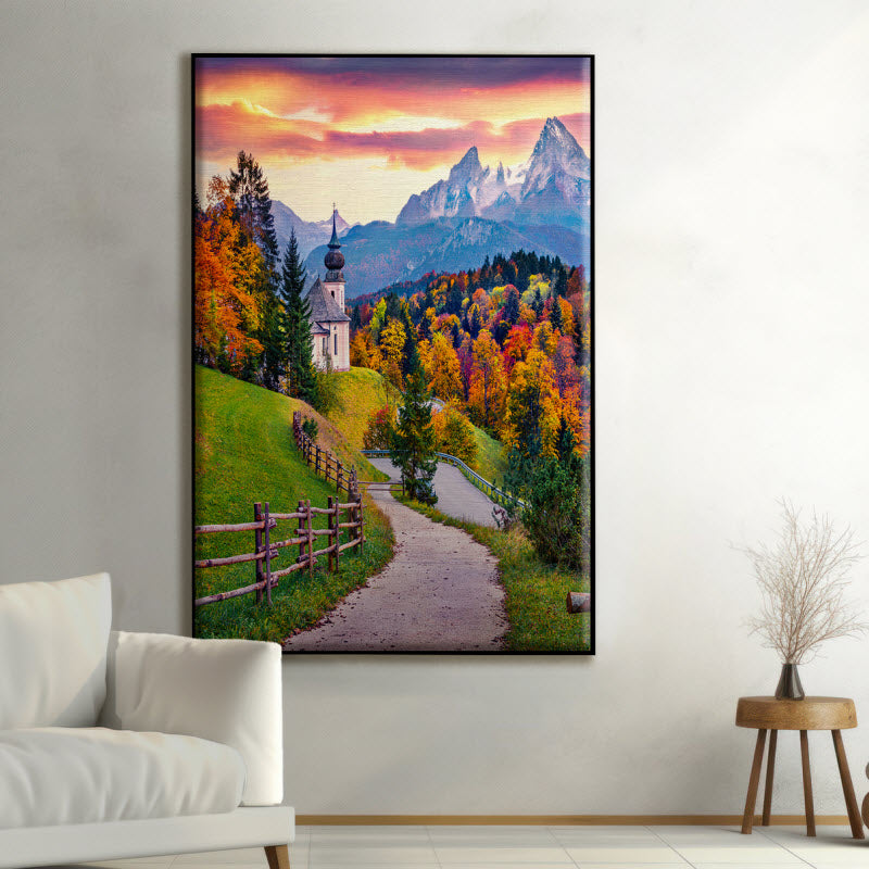 Textilspannrahmen mit Motiv: Sonnenaufgang in den Alpen