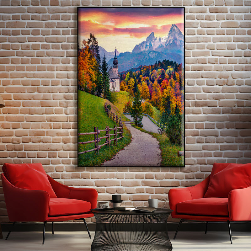 Textilspannrahmen mit Motiv: Sonnenaufgang in den Alpen