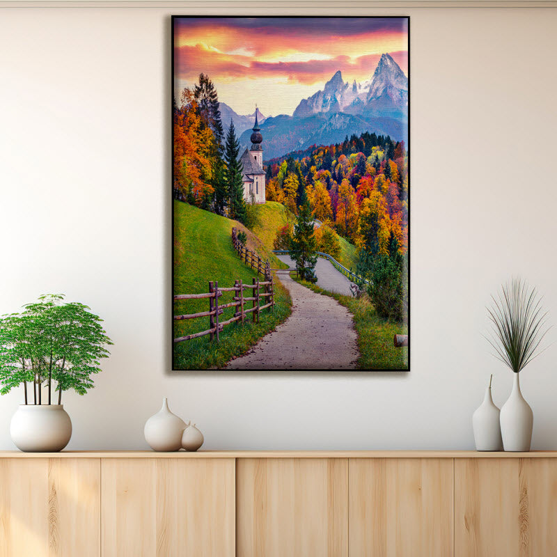 Textilspannrahmen mit Motiv: Sonnenaufgang in den Alpen