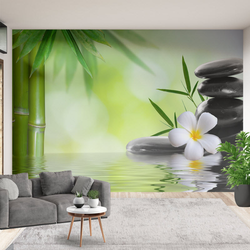 Tapete mit Motiv: Bambus mit Spa Steinen