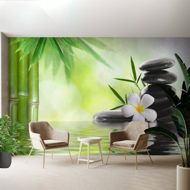 Tapete mit Motiv: Bambus mit Spa Steinen