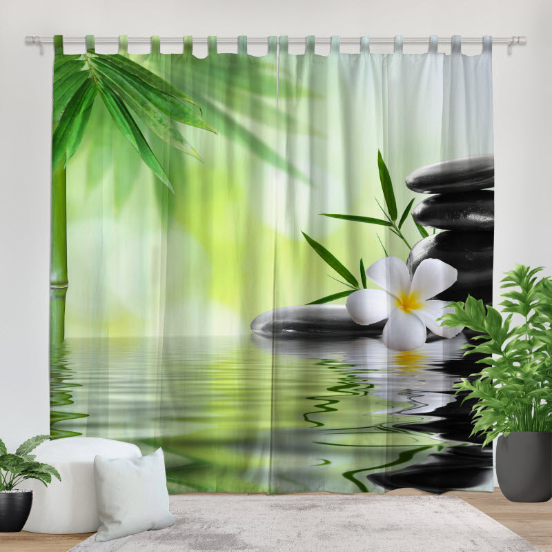 Fotovorhang: Bambus mit Spa Steinen
