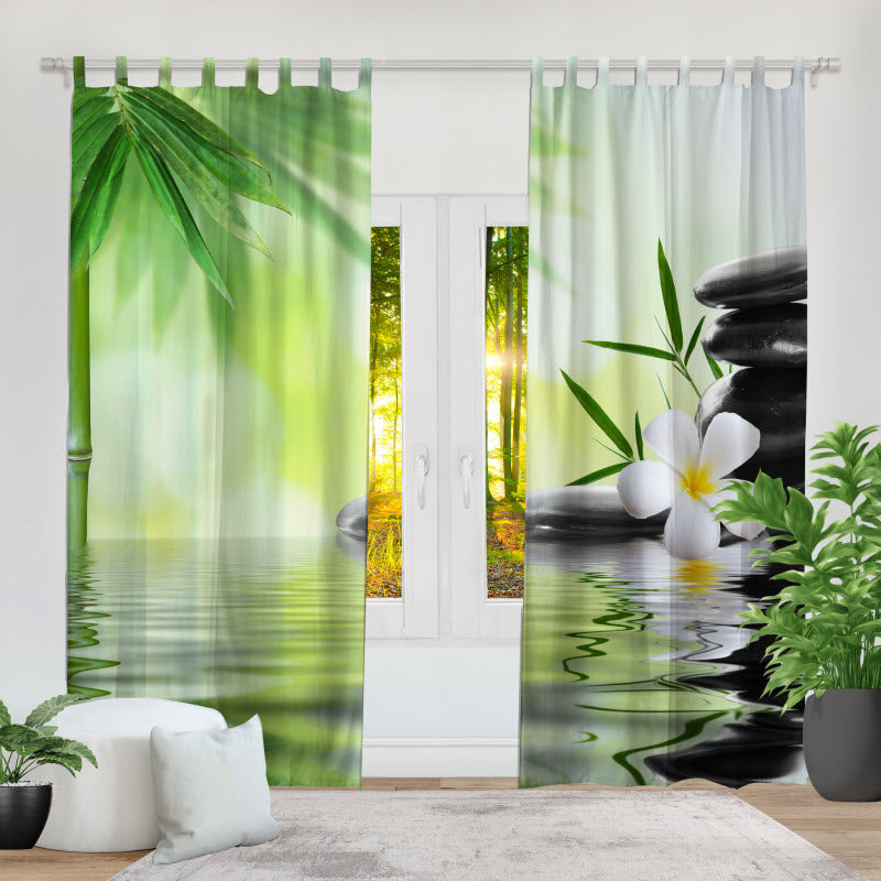 Fotovorhang: Bambus mit Spa Steinen