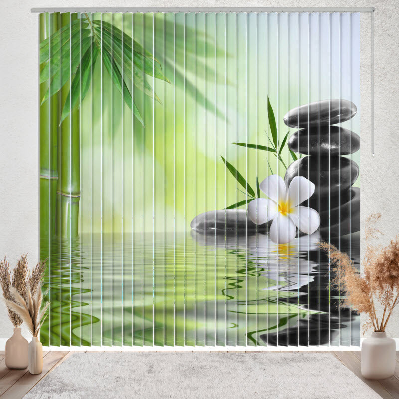 Lamellenvorhang mit Motiv: Bambus mit Spa Steinen