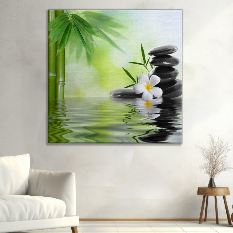 Leinwand mit Motiv: Bambus mit Spa Steinen