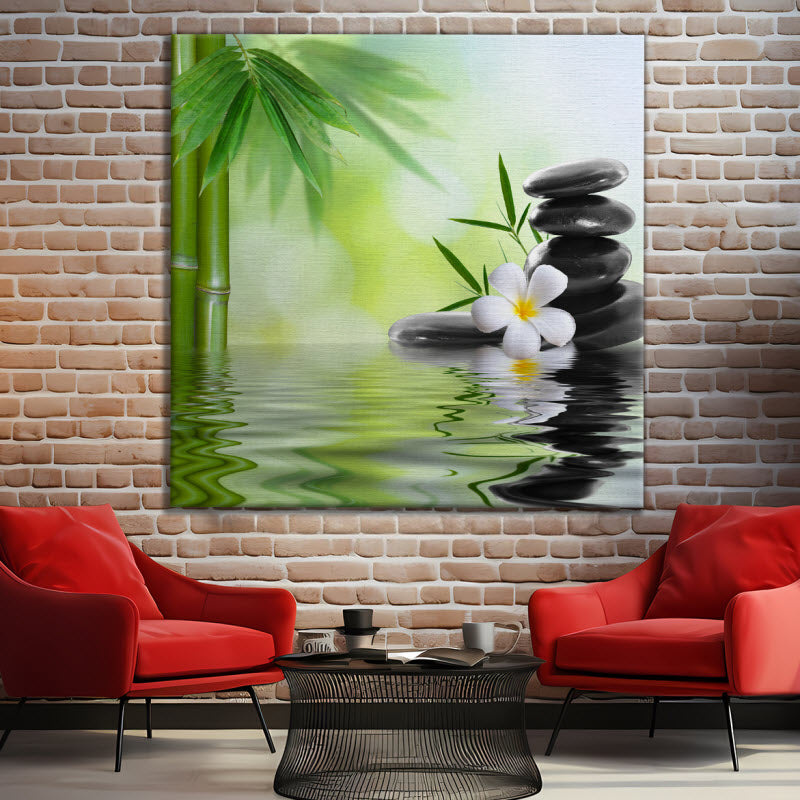 Leinwand mit Motiv: Bambus mit Spa Steinen