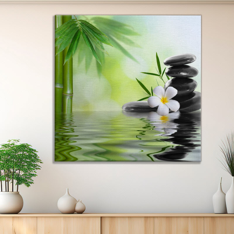 Leinwand mit Motiv: Bambus mit Spa Steinen