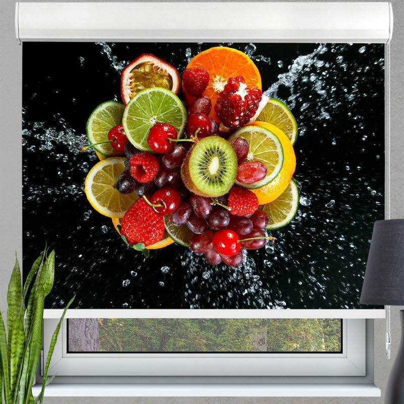 Kassettenrollo mit Motiv: Bunte Obstexplosion V2
