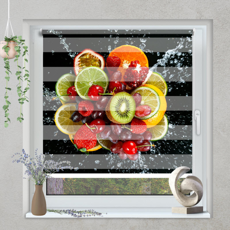 Klemmfix Doppelrollo mit Motiv: Bunte Obstexplosion V2