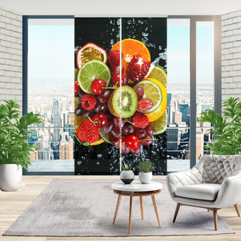 Schiebegardine mit Motiv: Bunte Obstexplosion V2