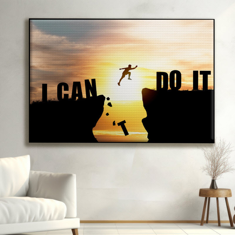 Akustikstoff mit Motiv: Spruch - Motivation: I CAN DO IT