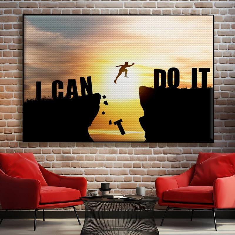 Akustikstoff mit Motiv: Spruch - Motivation: I CAN DO IT