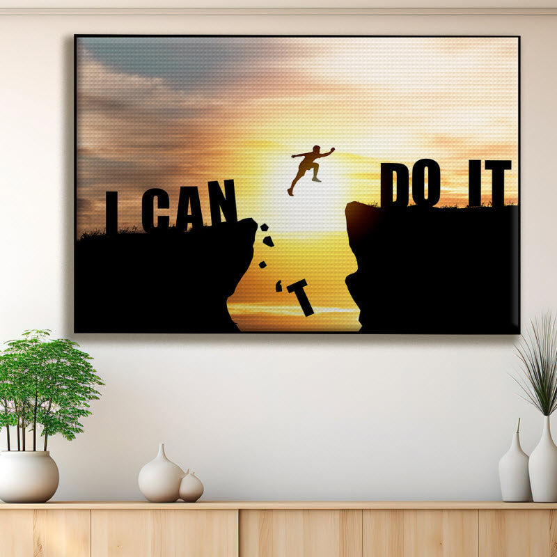 Akustikstoff mit Motiv: Spruch - Motivation: I CAN DO IT