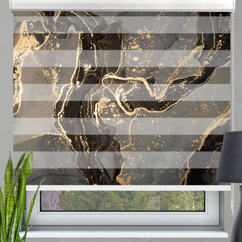 Doppelrollo mit Motiv: Grau-gold Marmor Abstrakt