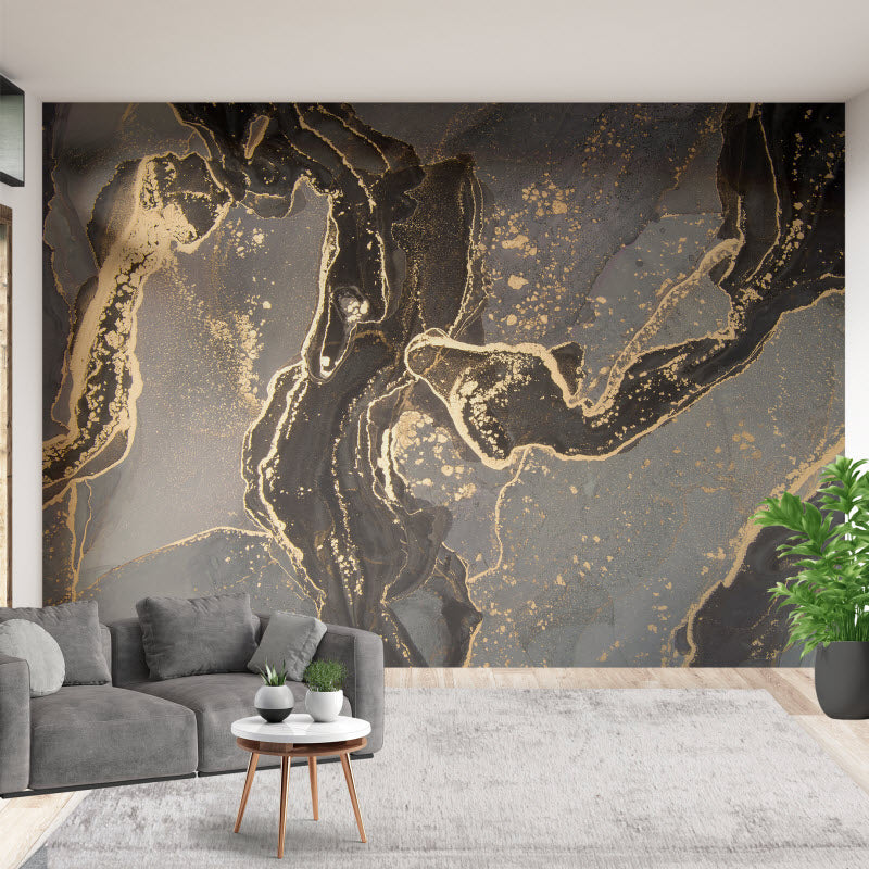 Tapete mit Motiv: Grau-gold Marmor Abstrakt