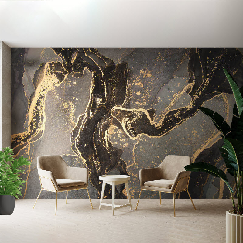 Tapete mit Motiv: Grau-gold Marmor Abstrakt