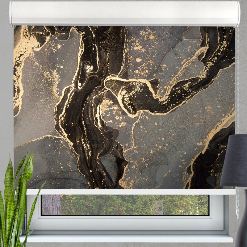 Kassettenrollo mit Motiv: Grau-gold Marmor Abstrakt