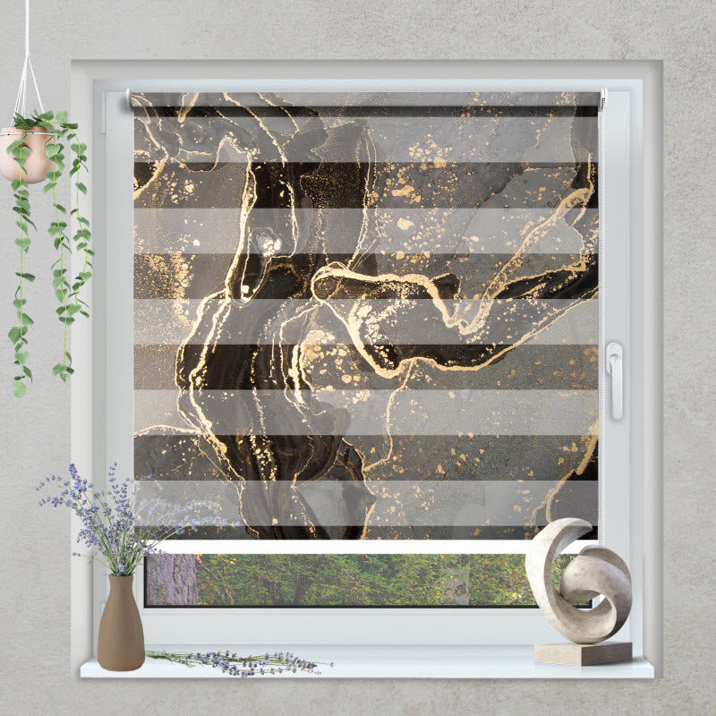 Klemmfix Doppelrollo mit Motiv: Grau-gold Marmor Abstrakt