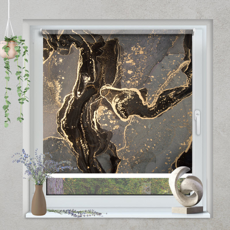 Klemmfix Rollo mit Motiv: Grau-gold Marmor Abstrakt
