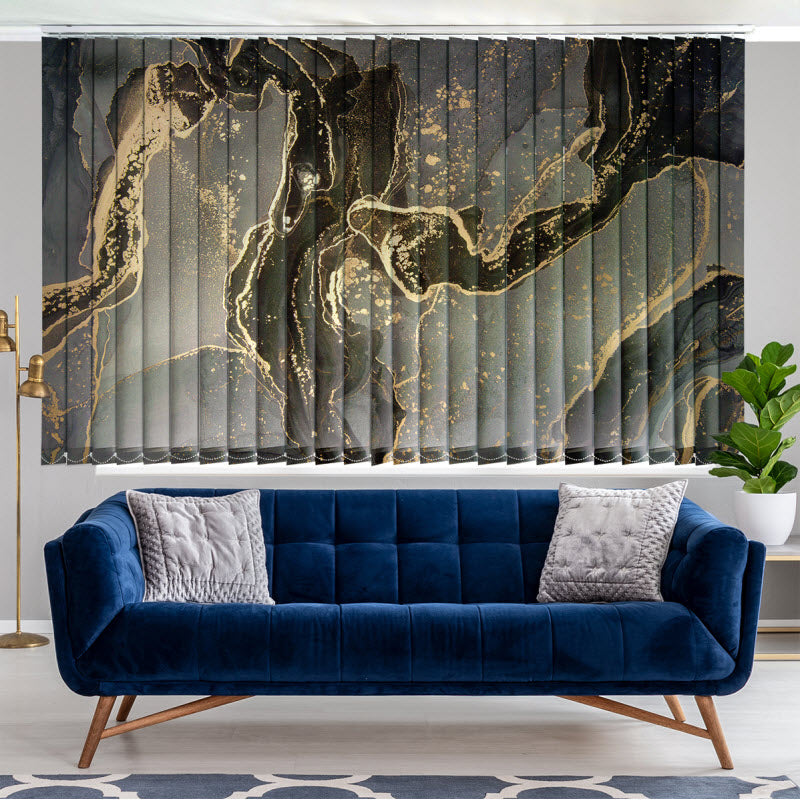 Lamellenvorhang mit Motiv: Grau-gold Marmor Abstrakt