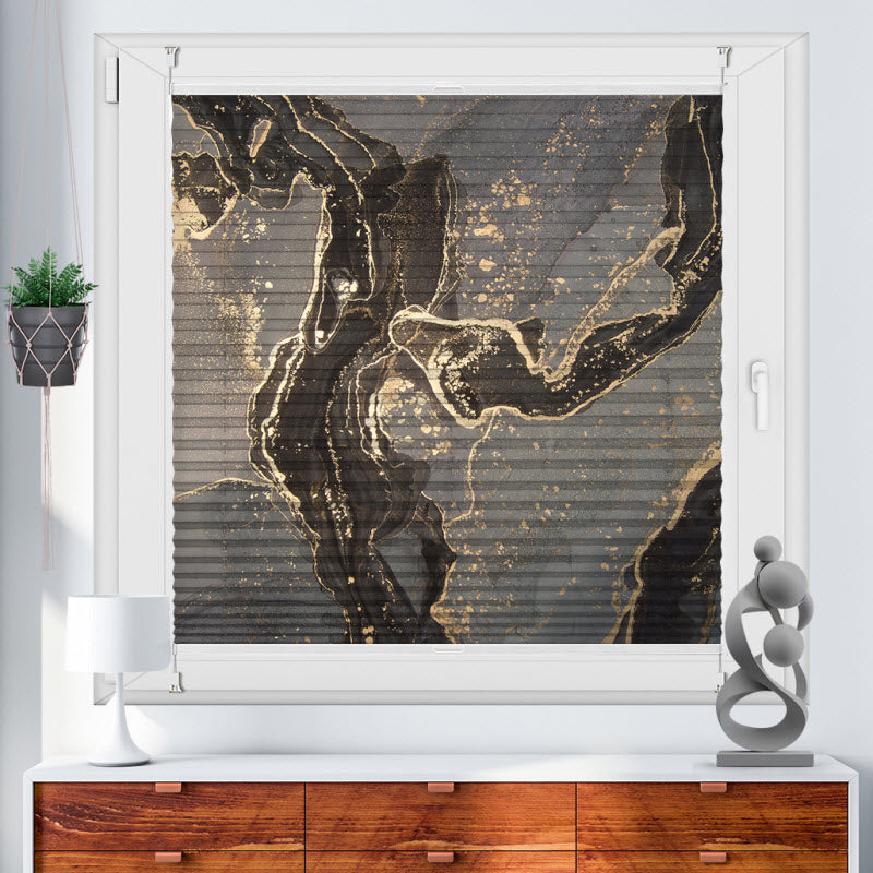 Plissee mit Motiv: Grau-gold Marmor Abstrakt