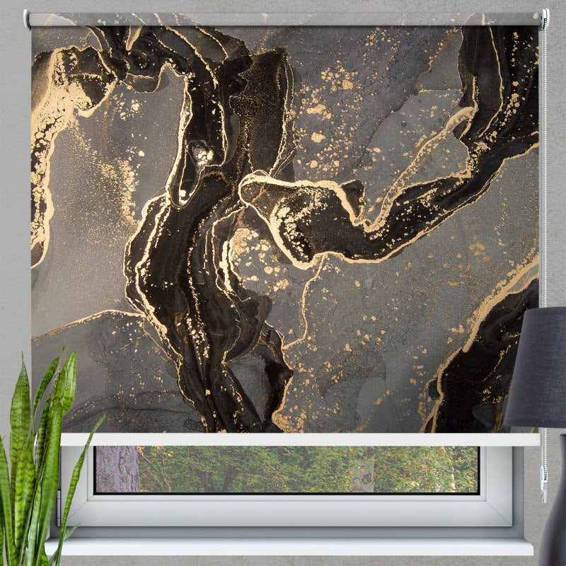 Rollo mit Motiv: Grau-gold Marmor Abstrakt