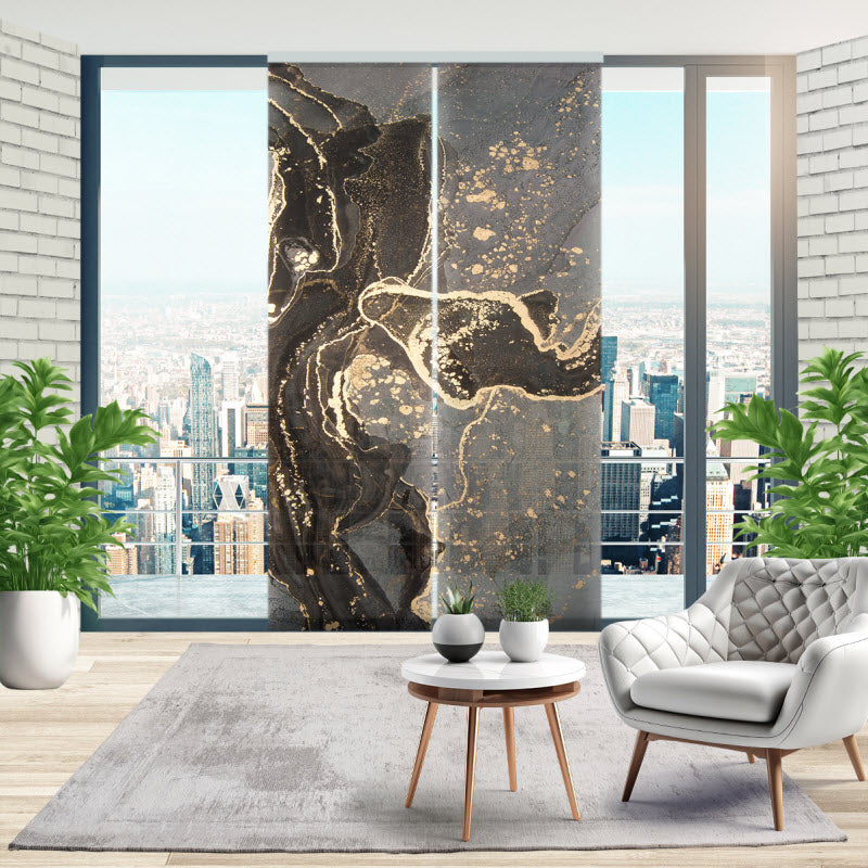 Schiebegardine mit Motiv: Grau-gold Marmor Abstrakt