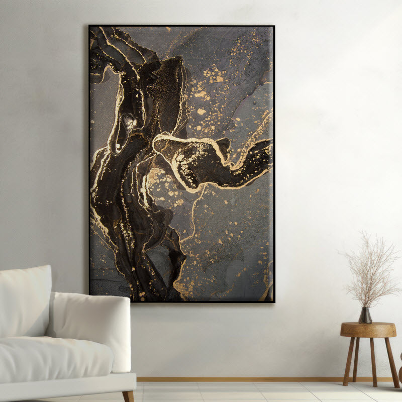 Textilspannrahmen mit Motiv: Grau-gold Marmor Abstrakt