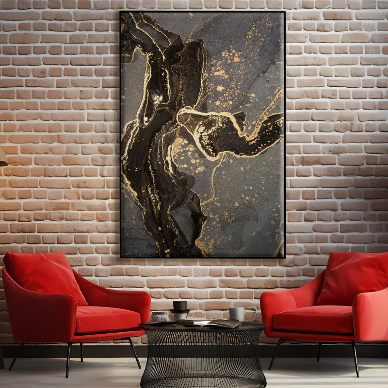 Textilspannrahmen mit Motiv: Grau-gold Marmor Abstrakt