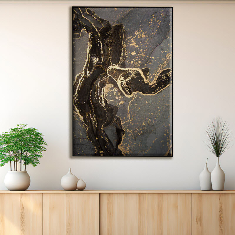 Textilspannrahmen mit Motiv: Grau-gold Marmor Abstrakt