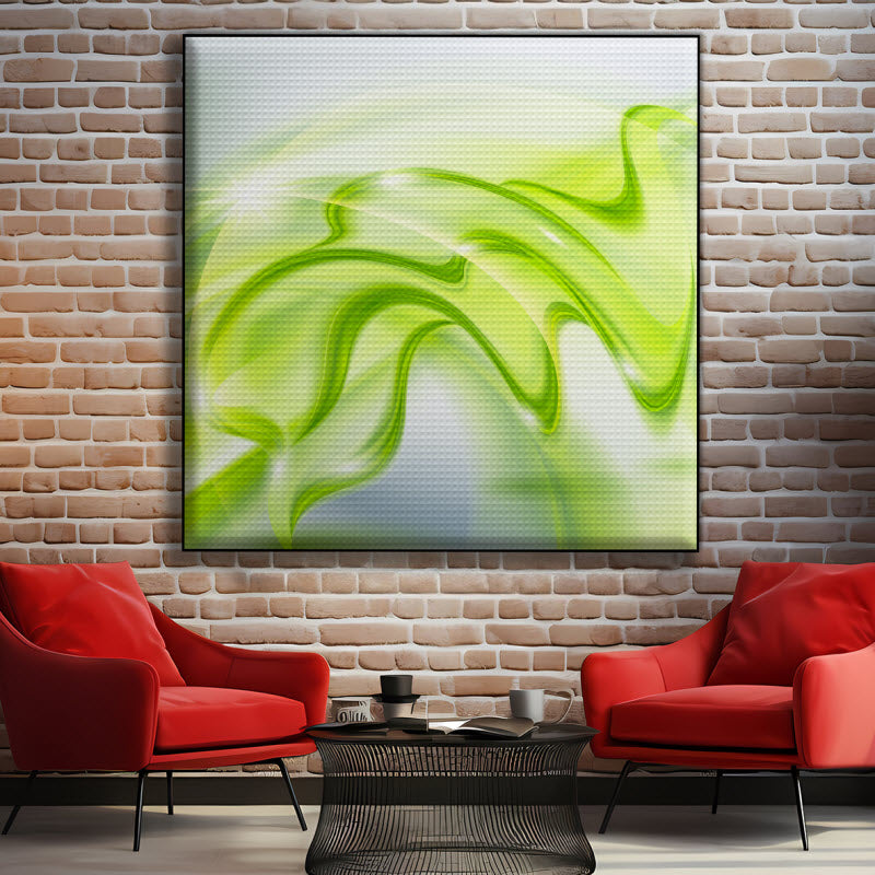 Akustikstoff mit Motiv: Abstrakte grüne Wellen