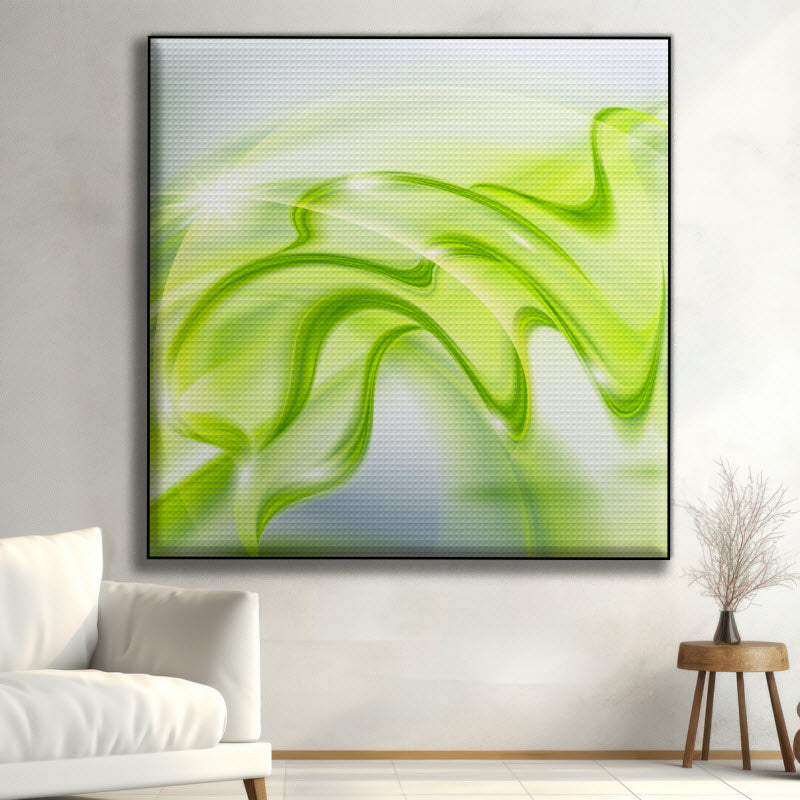 Akustikstoff mit Motiv: Abstrakte grüne Wellen