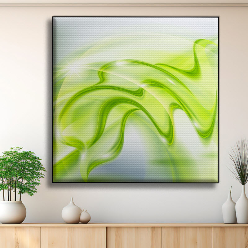 Akustikstoff mit Motiv: Abstrakte grüne Wellen