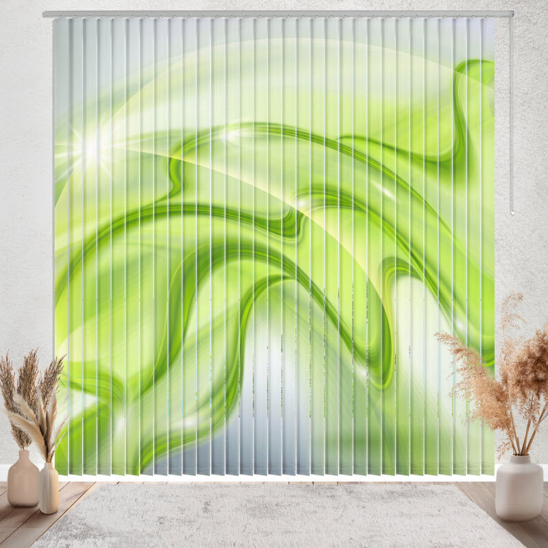 Lamellenvorhang mit Motiv: Abstrakte grüne Wellen